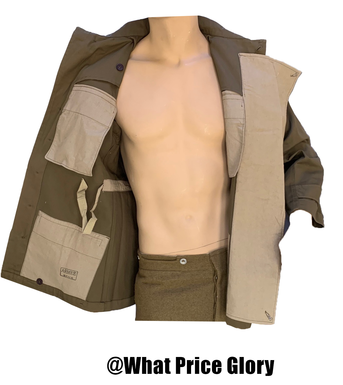 ジャケット・アウター French military pilot jacket 48 M VTG Old French TTA Mle 47 Green Coat Jacket Delcroix Algeria Armee